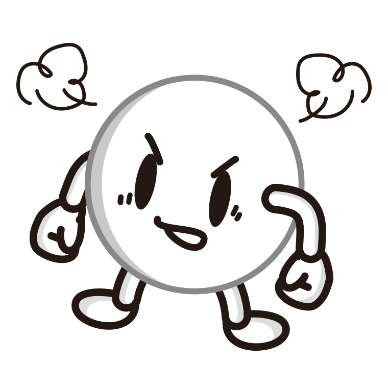 怒るピンポン玉ちゃんのイラスト【色あり、背景なし】透過PNG