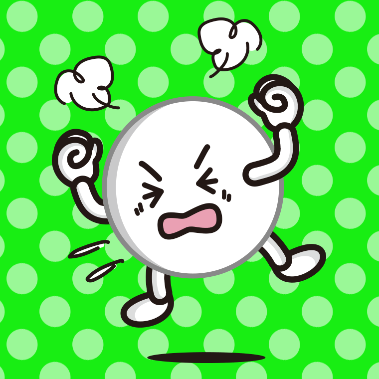 カンカンに怒るピンポン玉ちゃんのイラスト【色、背景あり】PNG