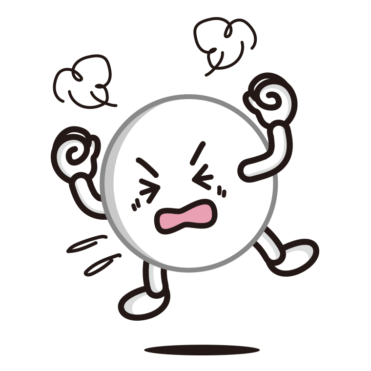 カンカンに怒るピンポン玉ちゃんのイラスト【色あり、背景なし】透過PNG