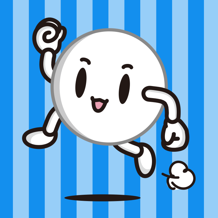 走るピンポン玉ちゃんのイラスト【色、背景あり】PNG