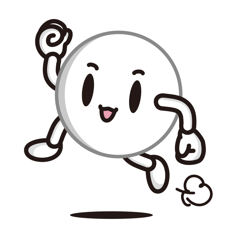 走るピンポン玉ちゃんのイラスト【色あり、背景なし】透過PNG