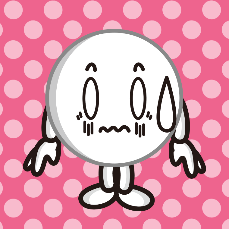 ショックを受けるピンポン玉ちゃんのイラスト【色、背景あり】PNG