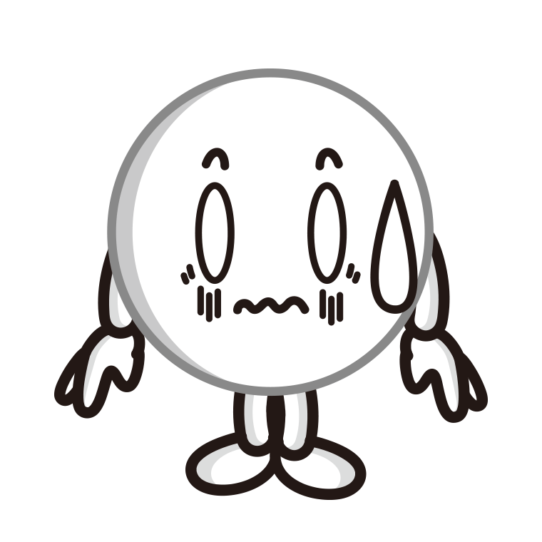 ショックを受けるピンポン玉ちゃんのイラスト【色あり、背景なし】透過PNG