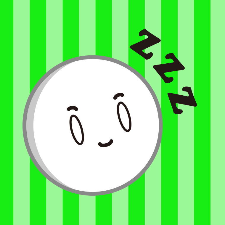 眠るピンポン玉ちゃんのイラスト【色、背景あり】PNG