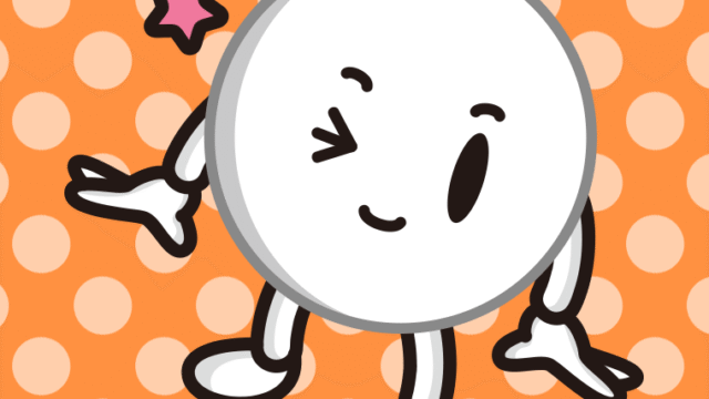 ウインクするピンポン玉ちゃんのイラスト【色、背景あり】PNG