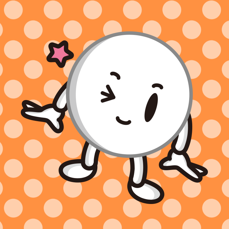 ウインクするピンポン玉ちゃんのイラスト【色、背景あり】PNG