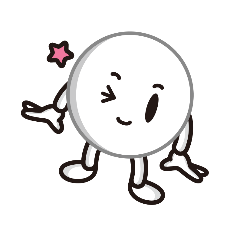 ウインクするピンポン玉ちゃんのイラスト【色あり、背景なし】透過PNG