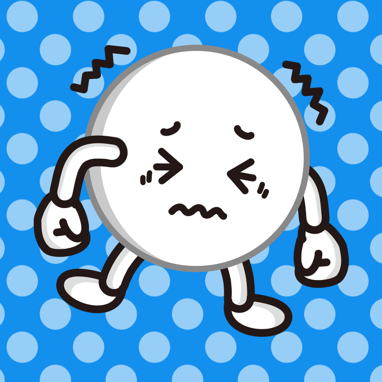 ブルブル震えるピンポン玉ちゃんのイラスト【色、背景あり】PNG