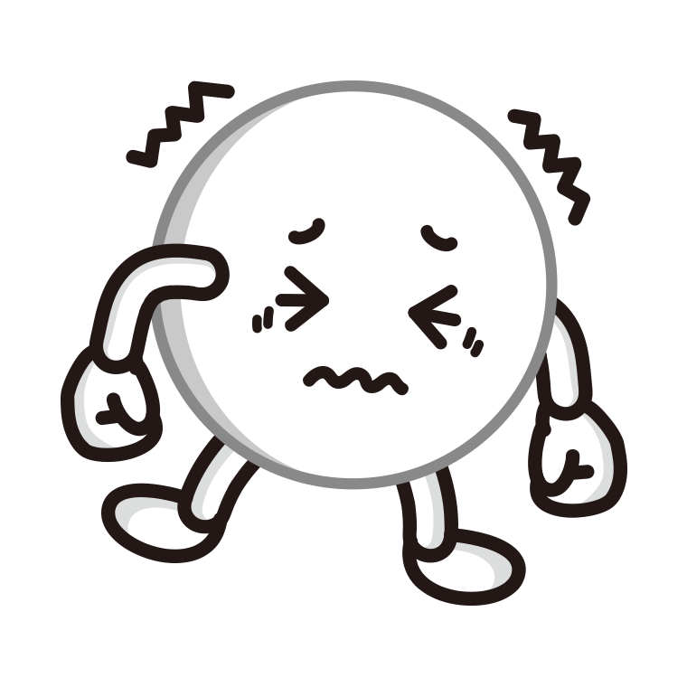 ブルブル震えるピンポン玉ちゃんのイラスト【色あり、背景なし】透過PNG