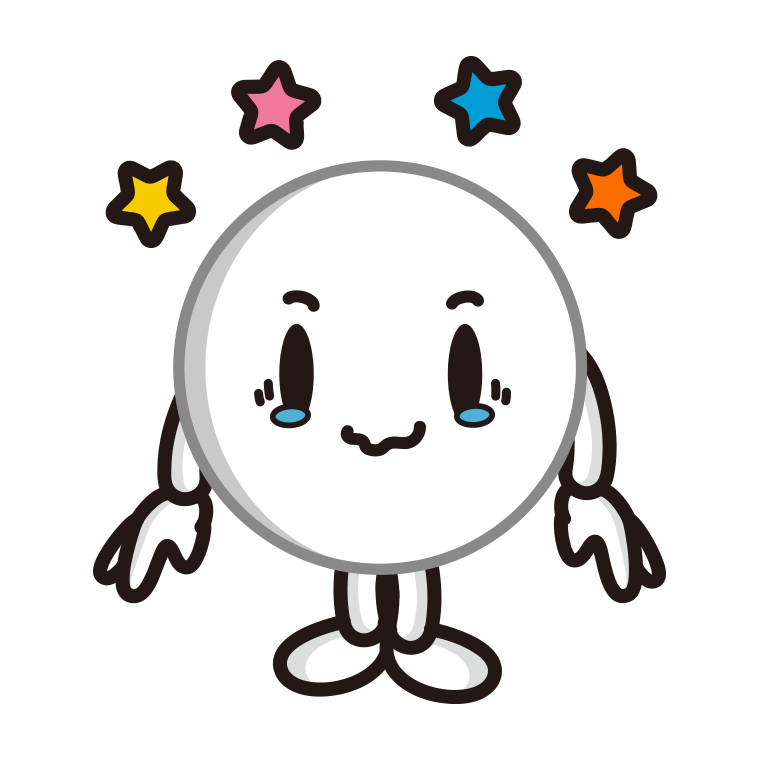 ジーンとするピンポン玉ちゃんのイラスト【色あり、背景なし】透過PNG