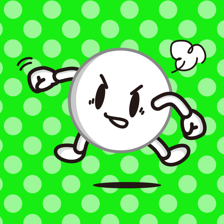 パンチするピンポン玉ちゃんのイラスト【色、背景あり】PNG