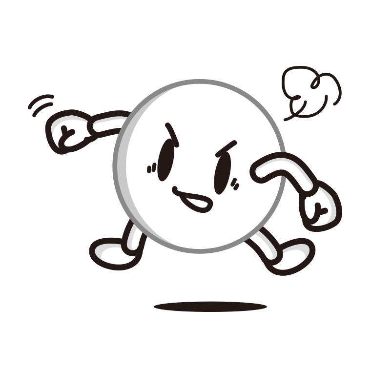 パンチするピンポン玉ちゃんのイラスト【色あり、背景なし】透過PNG