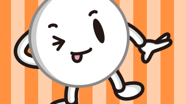 テヘヘなピンポン玉ちゃんのイラスト【色、背景あり】PNG