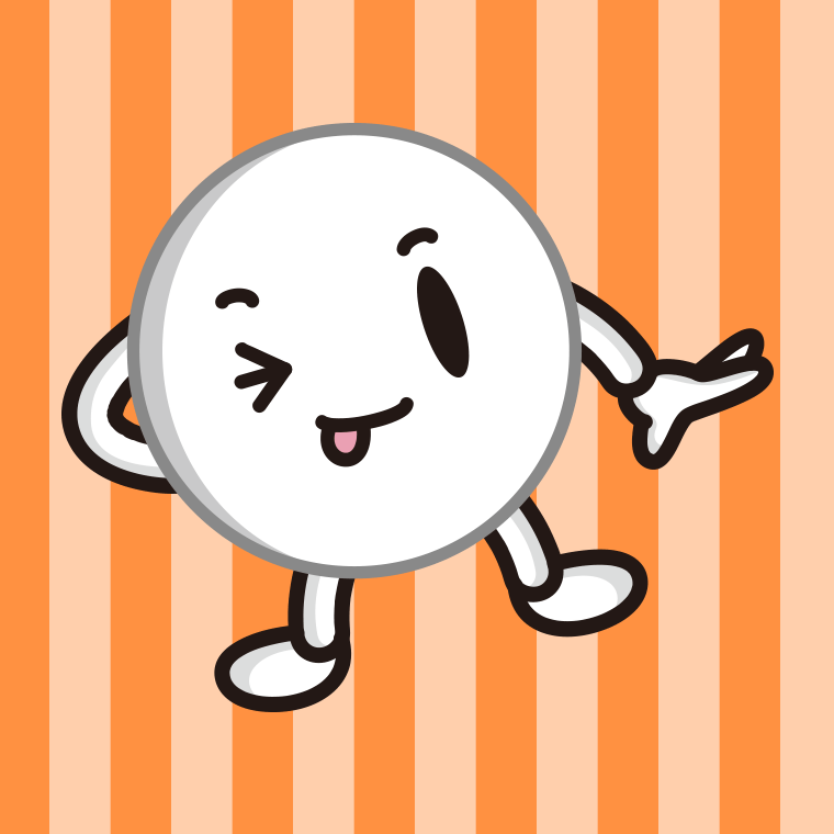テヘヘなピンポン玉ちゃんのイラスト【色、背景あり】PNG