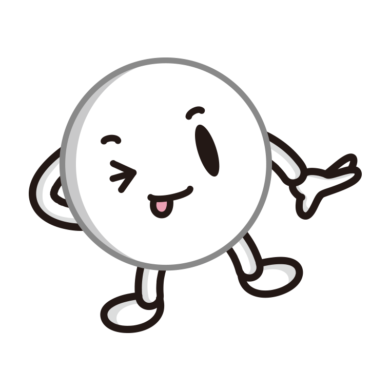 テヘヘなピンポン玉ちゃんのイラスト【色あり、背景なし】透過PNG