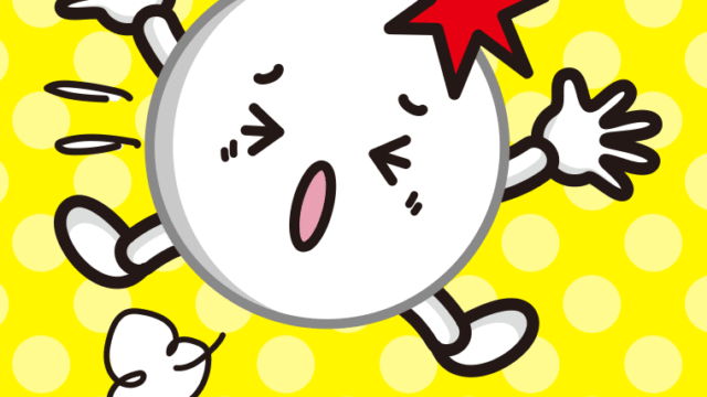 ぶつかるピンポン玉ちゃんのイラスト【色、背景あり】PNG