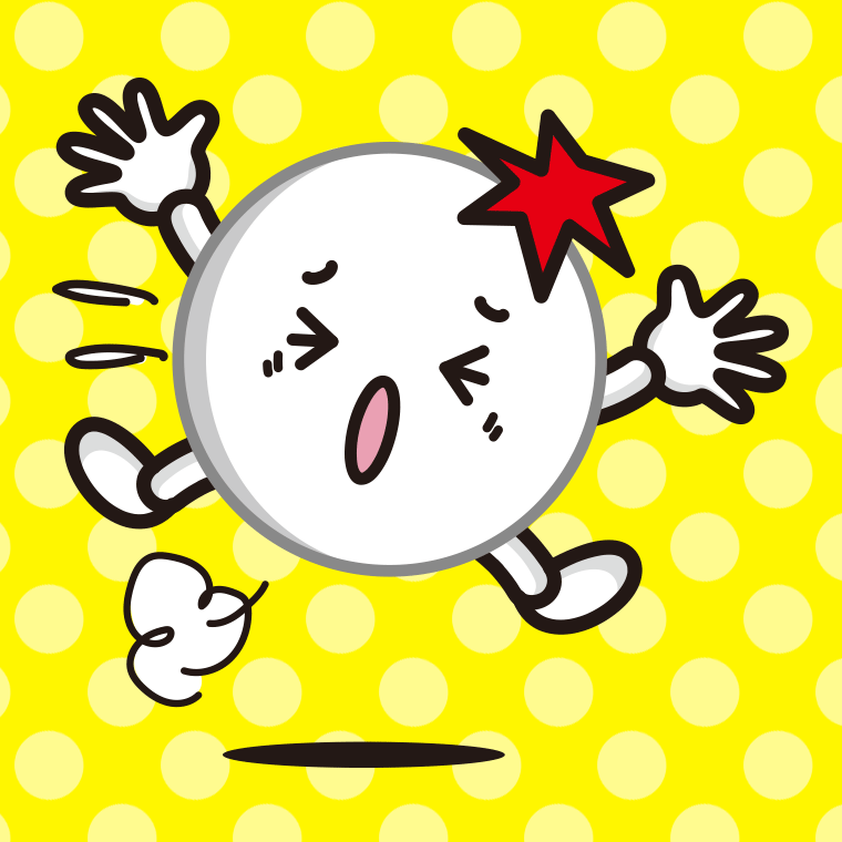 ぶつかるピンポン玉ちゃんのイラスト【色、背景あり】PNG