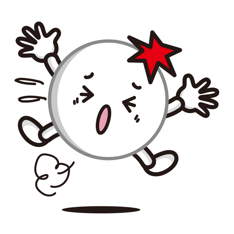 ぶつかるピンポン玉ちゃんのイラスト【色あり、背景なし】透過PNG