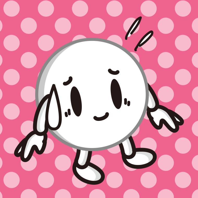 苦笑いするピンポン玉ちゃんのイラスト【色、背景あり】PNG