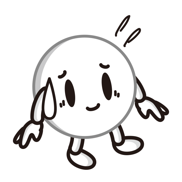 苦笑いするピンポン玉ちゃんのイラスト【色あり、背景なし】透過PNG