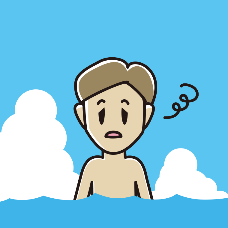 海に入ってぼーっとする男性のイラスト【色、背景あり】PNG