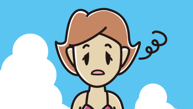 海に入ってぼーっとする女性のイラスト【色、背景あり】PNG