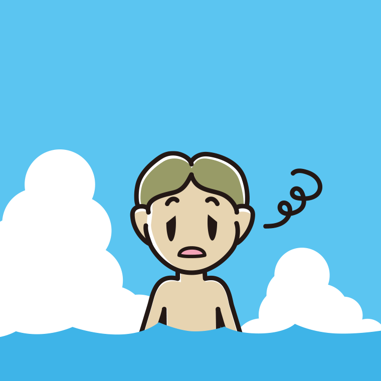 海に入ってぼーっとする小学生男子のイラスト【色、背景あり】PNG