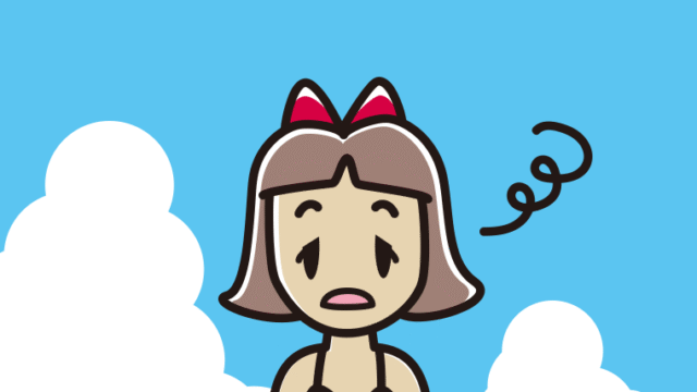 海に入ってぼーっとする小学生女子のイラスト【色、背景あり】PNG