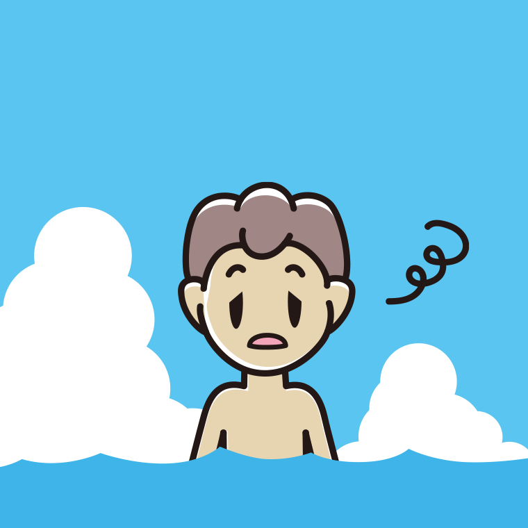 海に入ってぼーっとする男子中学生のイラスト【色、背景あり】PNG