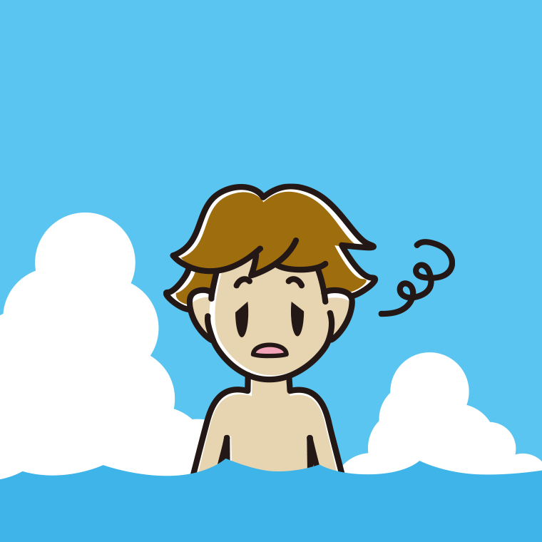 海に入ってぼーっとする男子高校生のイラスト【色、背景あり】PNG