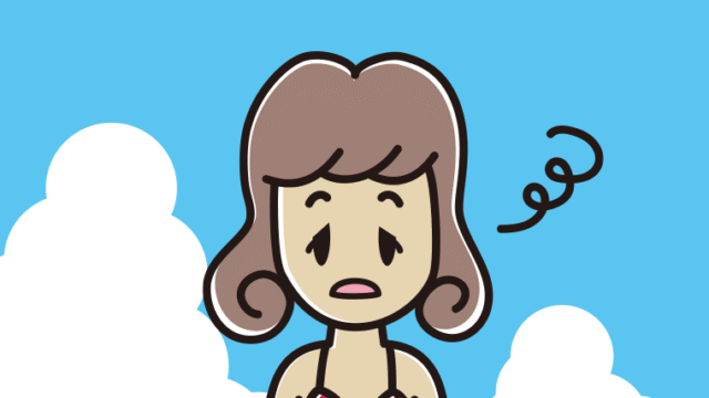 海に入ってぼーっとする女子大学生のイラスト【色、背景あり】PNG