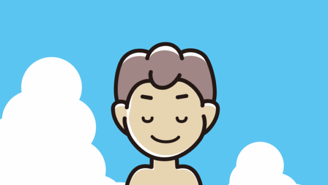 海に入って目を閉じる男子中学生のイラスト【色、背景あり】PNG