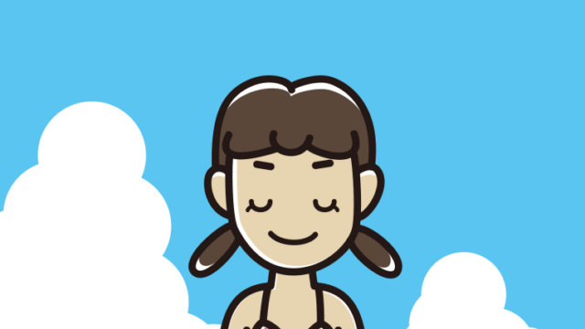 海に入って目を閉じる女子中学生のイラスト【色、背景あり】PNG