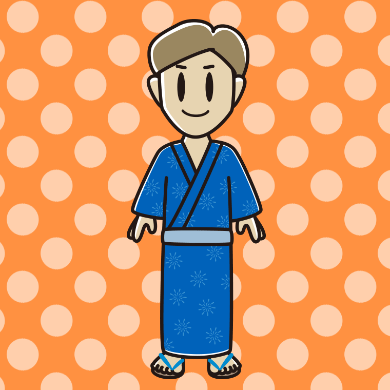 浴衣姿の男性のイラスト【色、背景あり】PNG