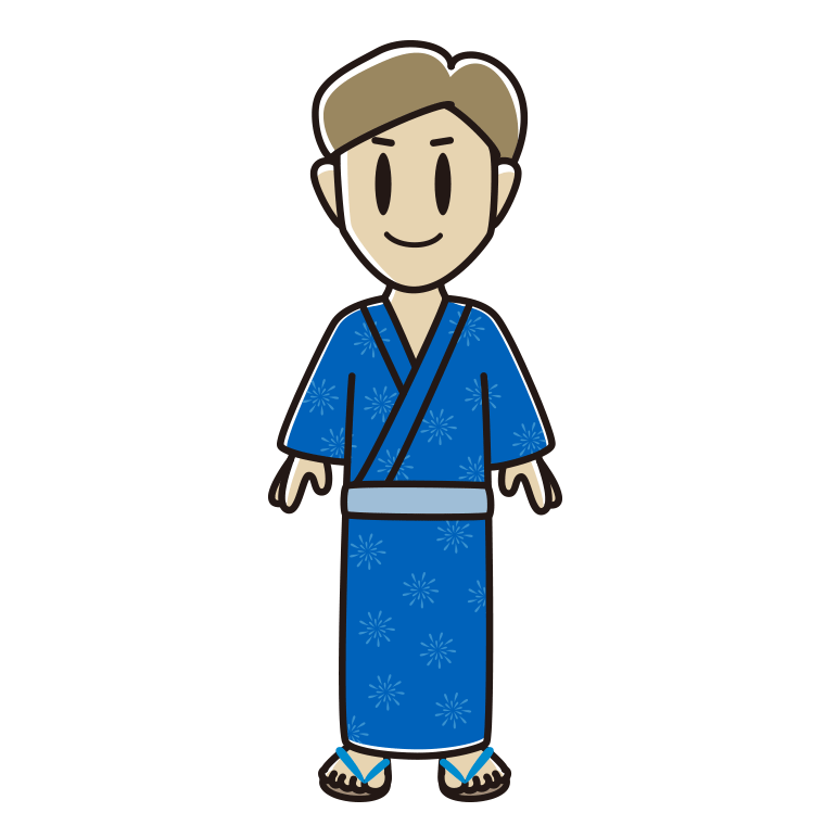 浴衣姿の男性のイラスト【色あり、背景なし】透過PNG