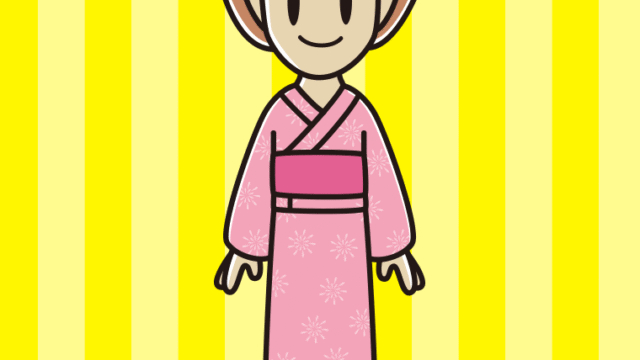 浴衣姿の女性のイラスト【色、背景あり】PNG