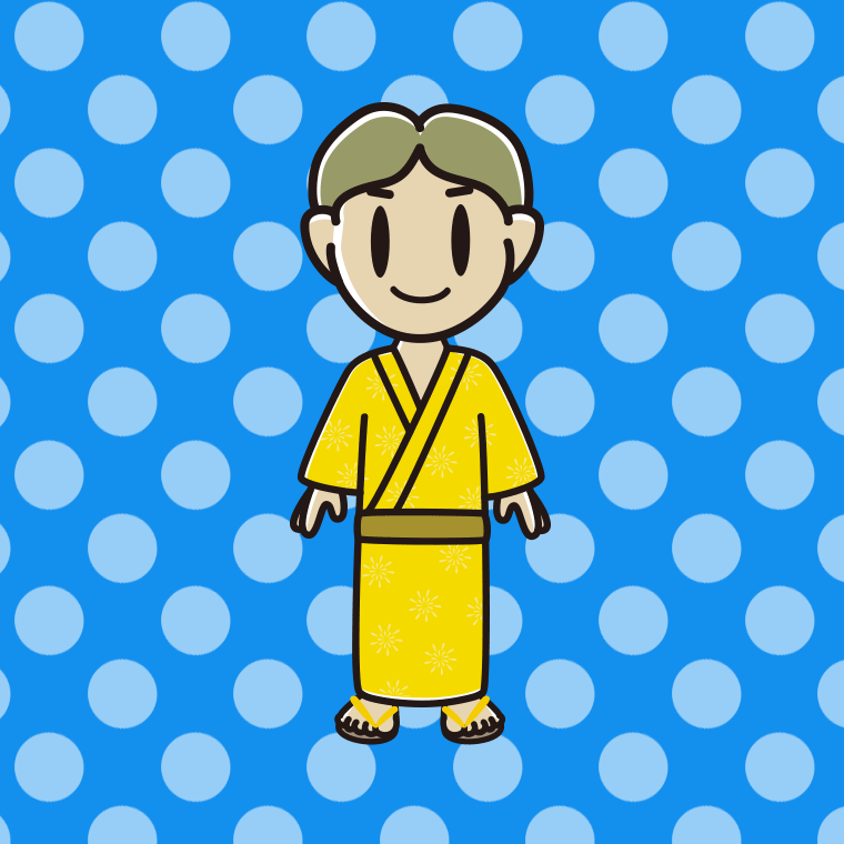 浴衣姿の小学生男子のイラスト【色、背景あり】PNG