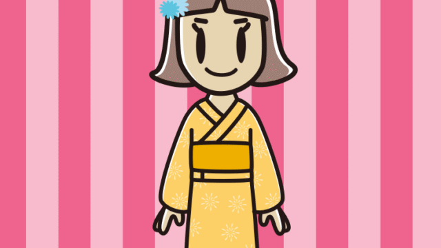 浴衣姿の小学生女子のイラスト【色、背景あり】PNG