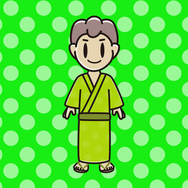 浴衣姿の男子中学生のイラスト【色、背景あり】PNG
