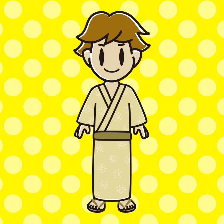 浴衣姿の男子高校生のイラスト【色、背景あり】PNG