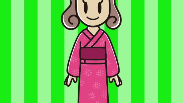 浴衣姿の女子大学生のイラスト【色、背景あり】PNG