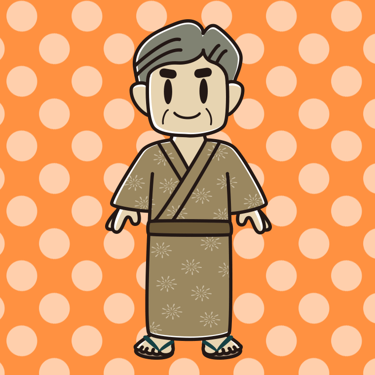 浴衣姿のおじさんのイラスト【色、背景あり】PNG