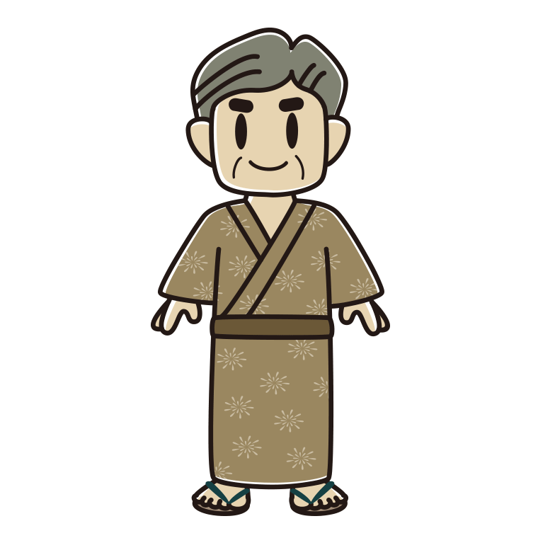 浴衣姿のおじさんのイラスト【色あり、背景なし】透過PNG