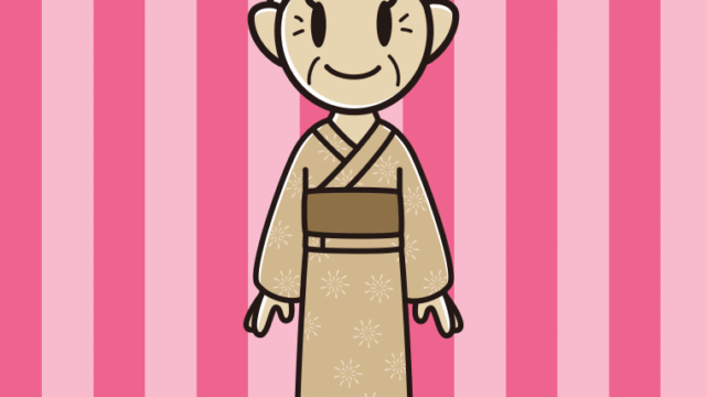 浴衣姿のおばあさんのイラスト【色、背景あり】PNG