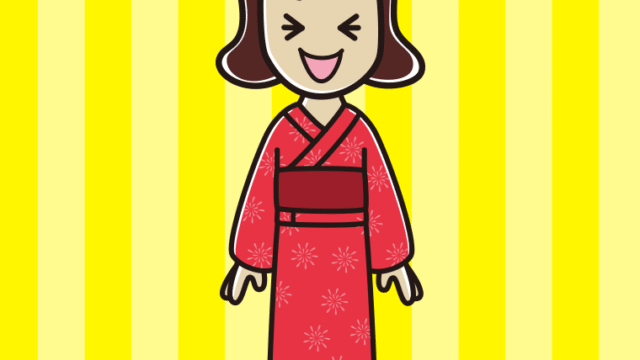 笑う浴衣姿の女子高校生のイラスト【色、背景あり】PNG