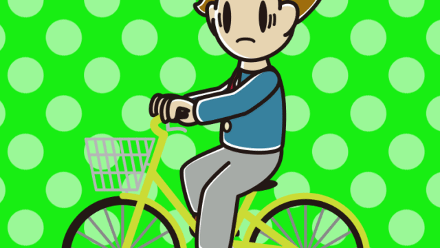 自転車に乗って困る男子高校生のイラスト【色、背景あり】PNG