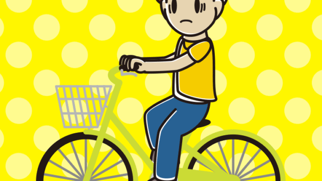 【フリー素材】自転車に乗って困る男子大学生のイラスト