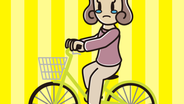 自転車に乗って泣く女子大学生のイラスト【色、背景あり】PNG
