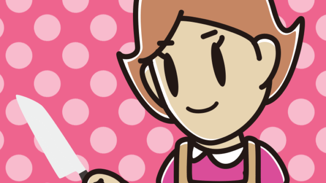 包丁を使う女性のイラスト【色、背景あり】PNG