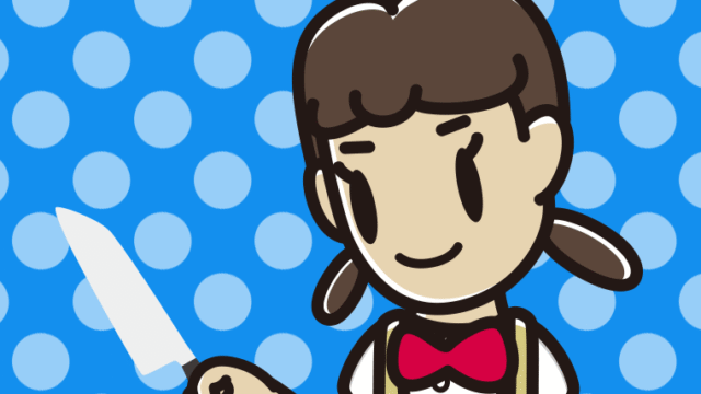 包丁を使う女子中学生のイラスト【色、背景あり】PNG